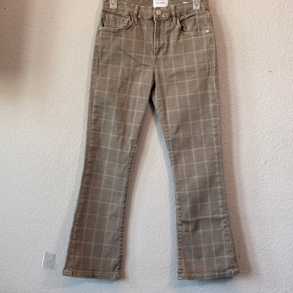 FRAME Le Crop Mini Boot Plaid Jeans Womens 25 Skyblue Plaid LCMB403P